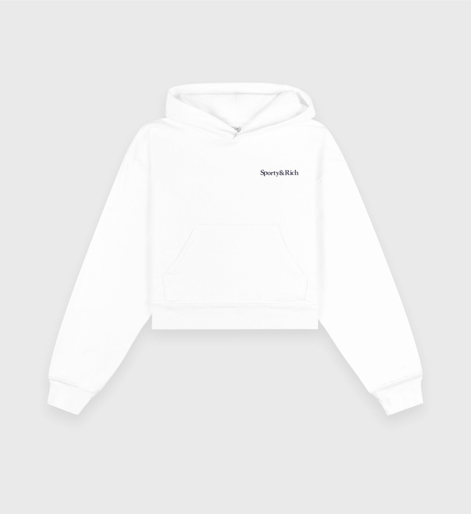 Health Is Wealth Soft Cropped Hoodie - White/Navy