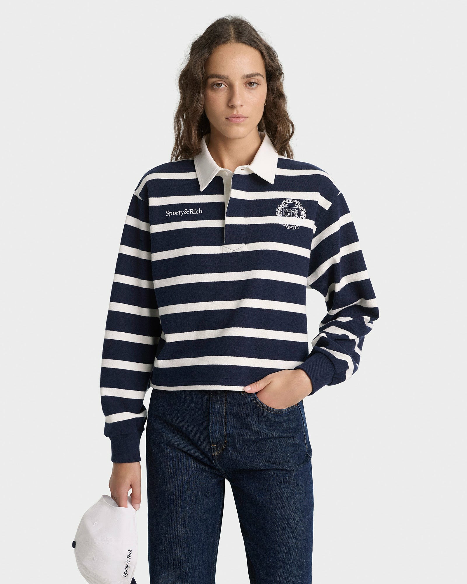 Yale Crest Rugby Polo - Navy/White