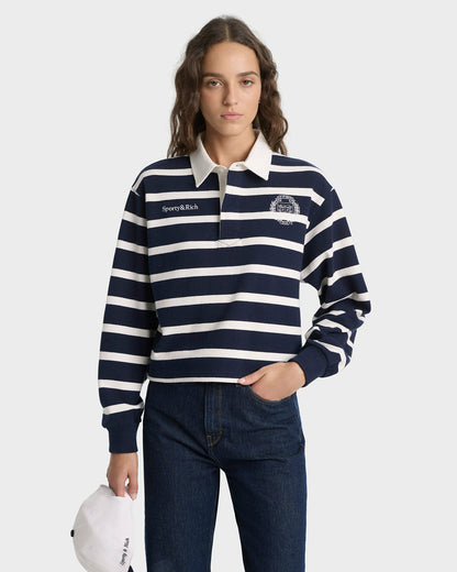 Yale Crest Rugby Polo - Navy/White