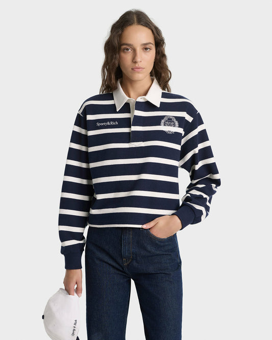Yale Crest Rugby Polo - Navy/White