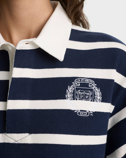 Yale Crest Rugby Polo - Navy/White