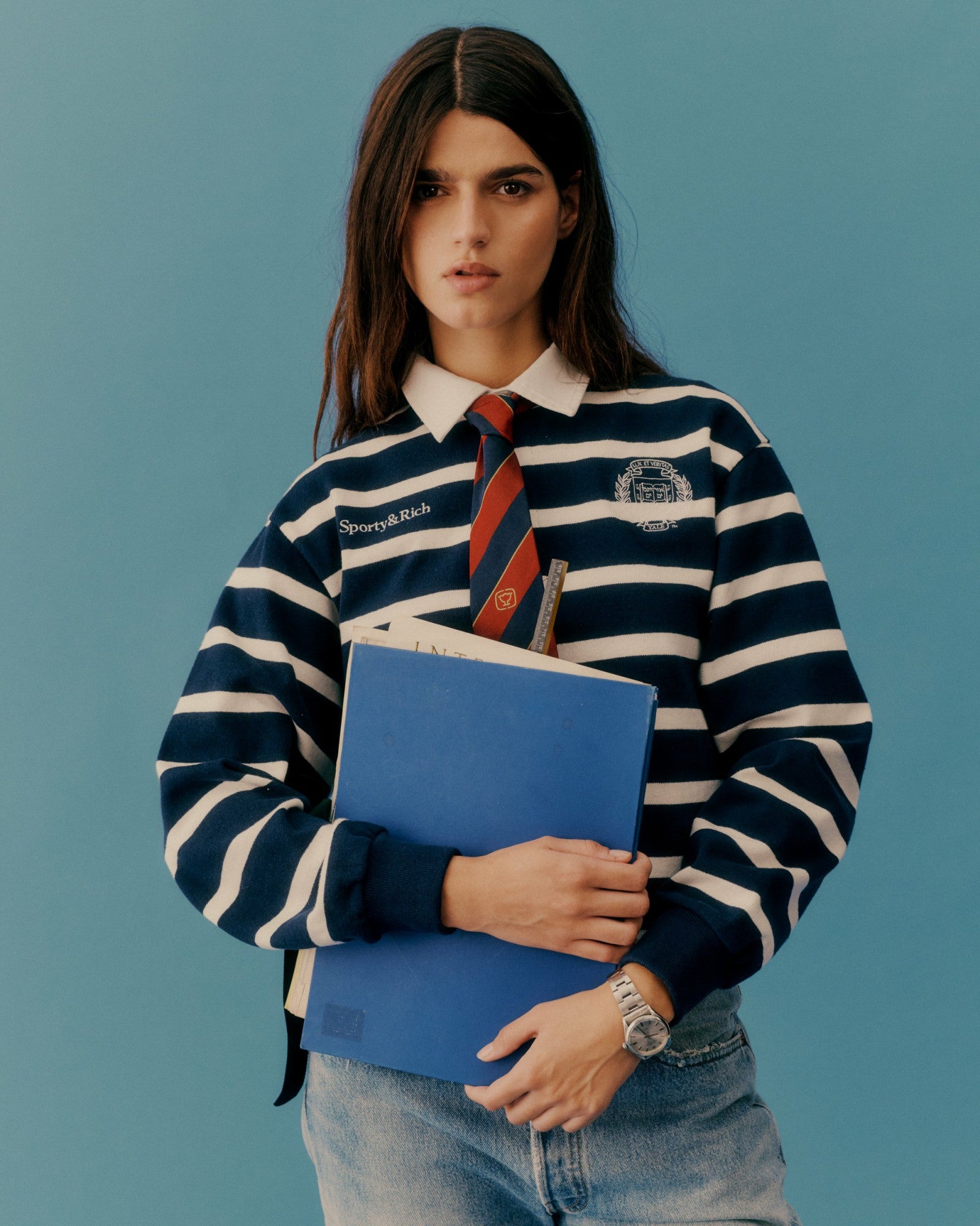 Yale Crest Rugby Polo - Navy/White