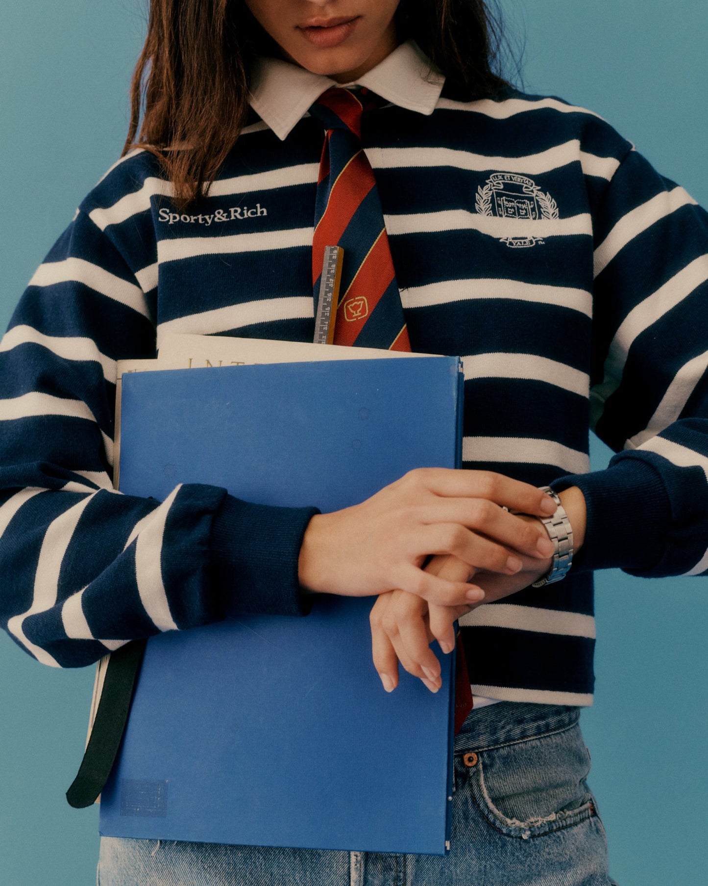 Yale Crest Rugby Polo - Navy/White