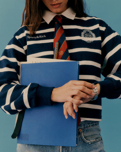Yale Crest Rugby Polo - Navy/White