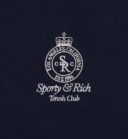 Crown 70s Pique Polo - Navy/White