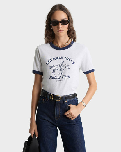 BH Riding Club Ringer Tee - Heather Gray/Dark Navy