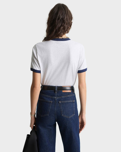 BH Riding Club Ringer Tee - Heather Gray/Dark Navy