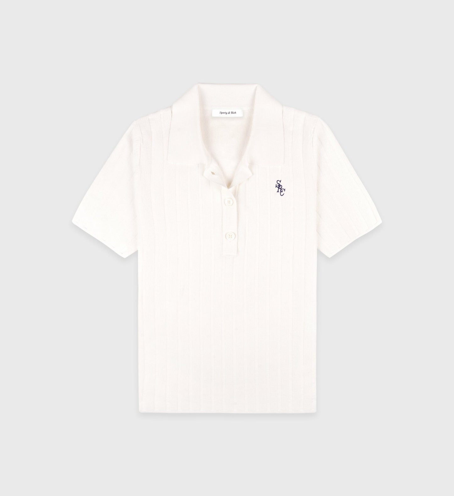 SRC Ribbed Polo - Ecru/Navy