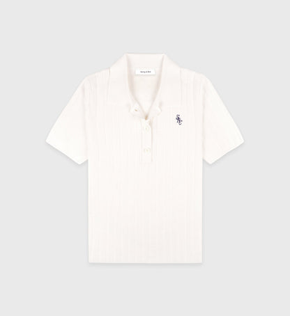 SRC Ribbed Polo - Ecru/Navy