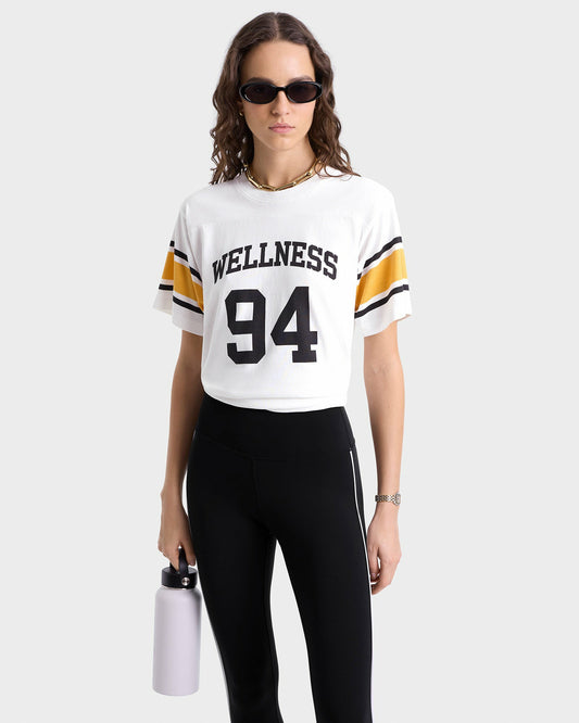 Wellness 94 Rugby Tee - White/Faded Gold/Faded Black