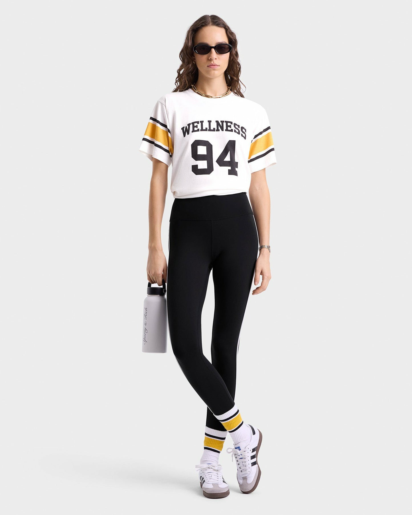 Wellness 94 Rugby Tee - White/Faded Gold/Faded Black