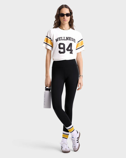 Wellness 94 Rugby Tee - White/Faded Gold/Faded Black