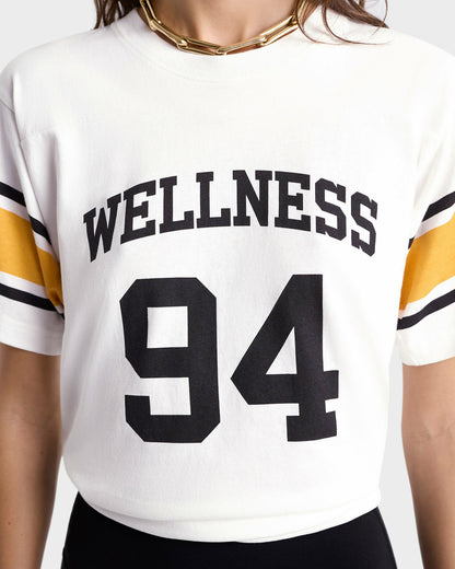Wellness 94 Rugby Tee - White/Faded Gold/Faded Black