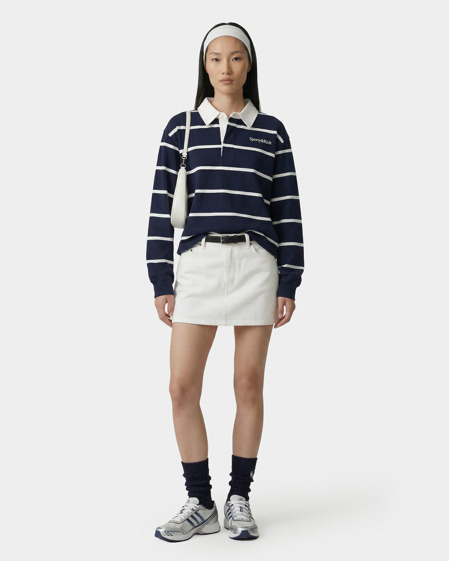 Serif Logo Rugby Polo - Navy/White