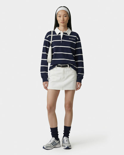 Serif Logo Rugby Polo - Navy/White