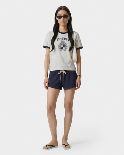 BH Crest Soft Ringer Tee - Heather Gray/Navy