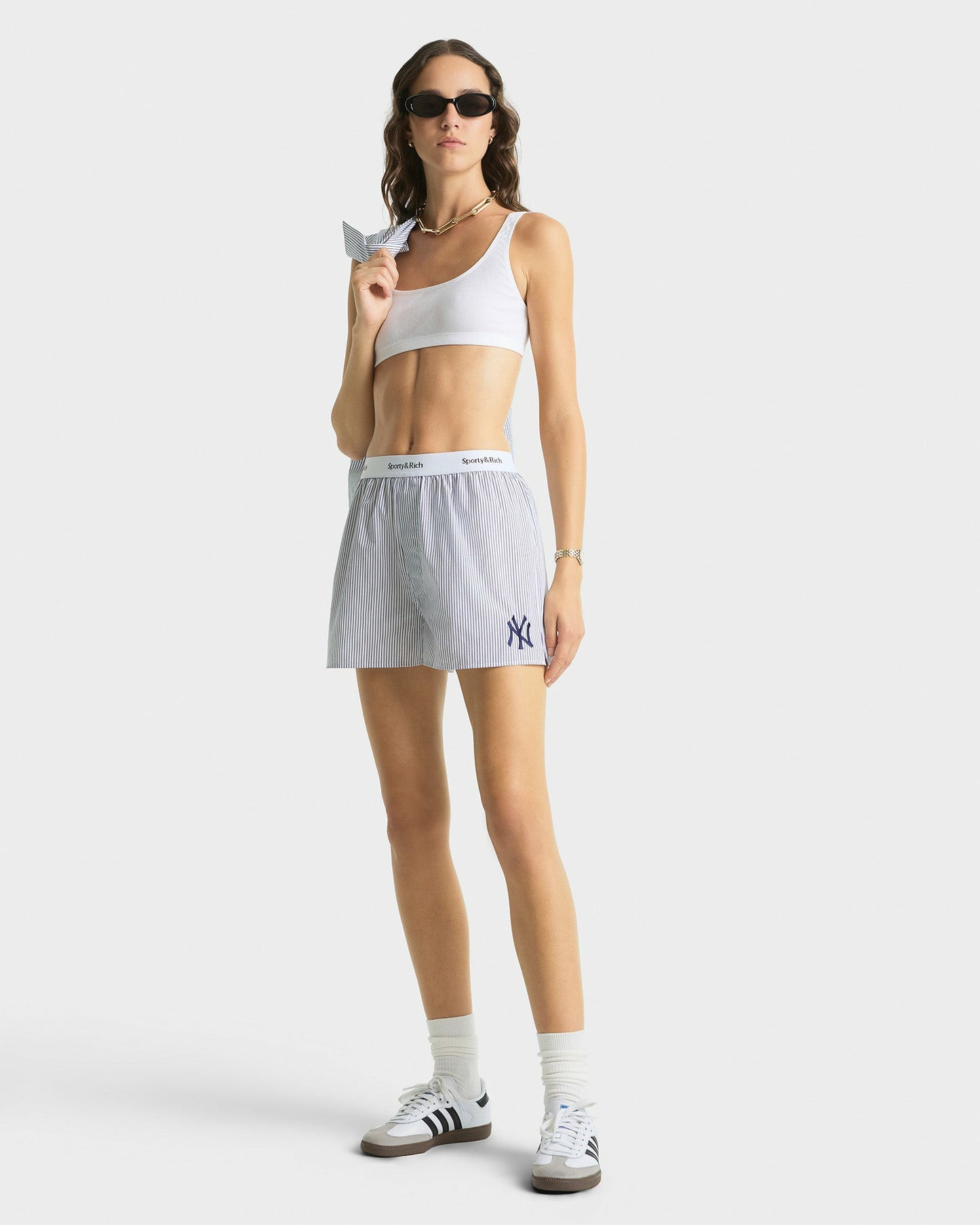 Yankees Serif Boxer Short - Navy Striped