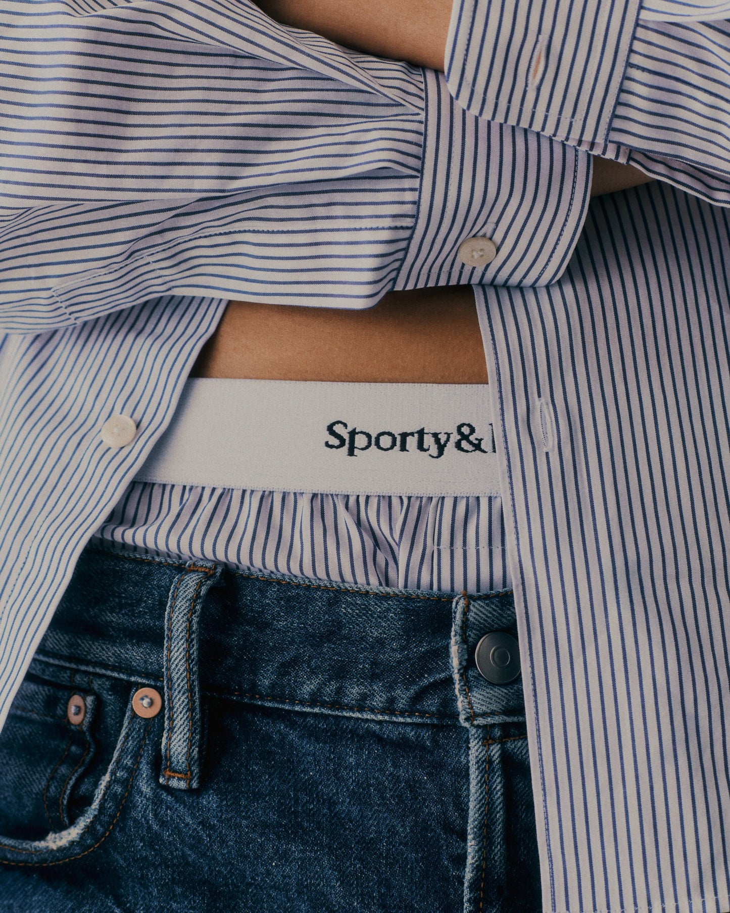 Yankees Serif Boxer Short - Navy Striped