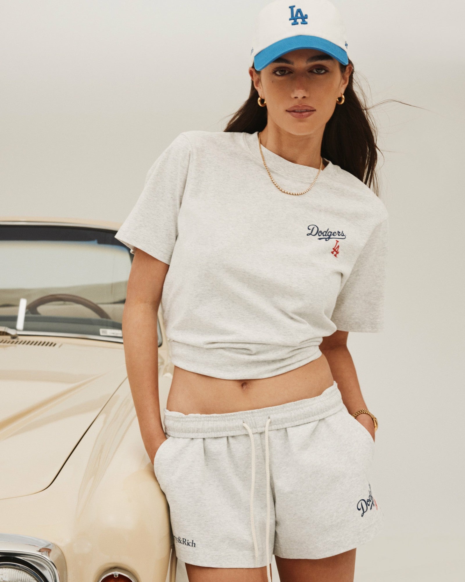 Dodgers Serif Disco Short - Heather Gray/Navy