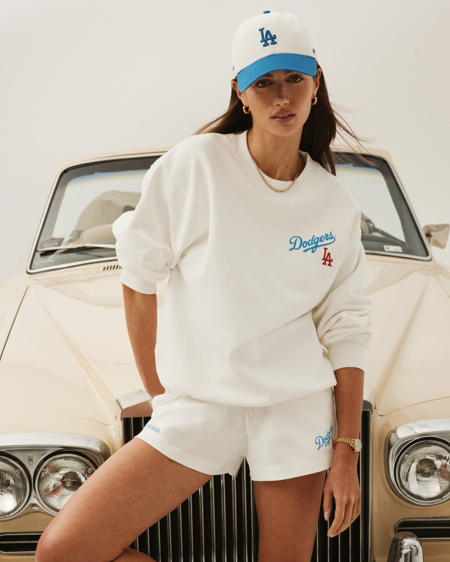 Dodgers Serif Disco Short - White/Team Blue