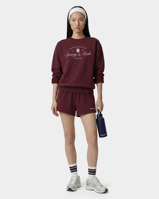 Syracuse Embroidered Disco Short - Bordeaux/White