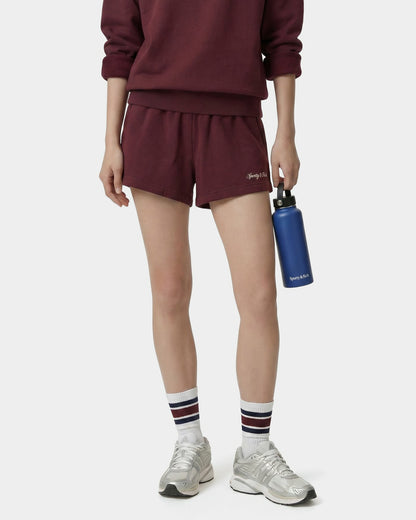 Syracuse Embroidered Disco Short - Bordeaux/White