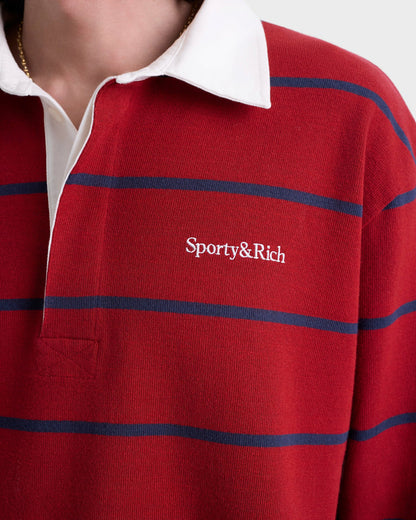 Serif Logo Rugby Polo Men - Merlot/White/Dark Navy