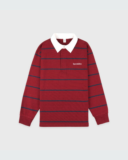 Serif Logo Rugby Polo Men - Merlot/White/Dark Navy