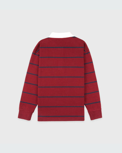 Serif Logo Rugby Polo Men - Merlot/White/Dark Navy