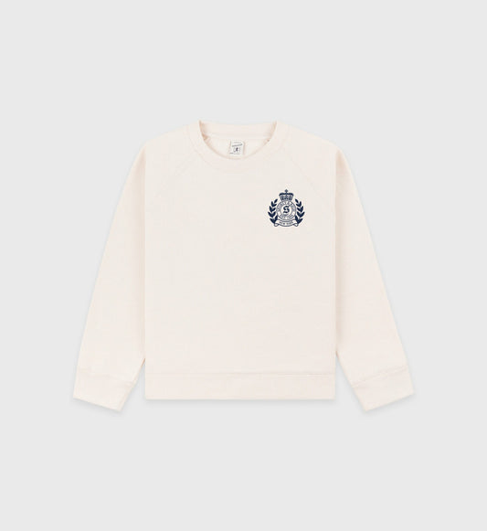 H&W Crest Kids Crewneck - Cream/Navy