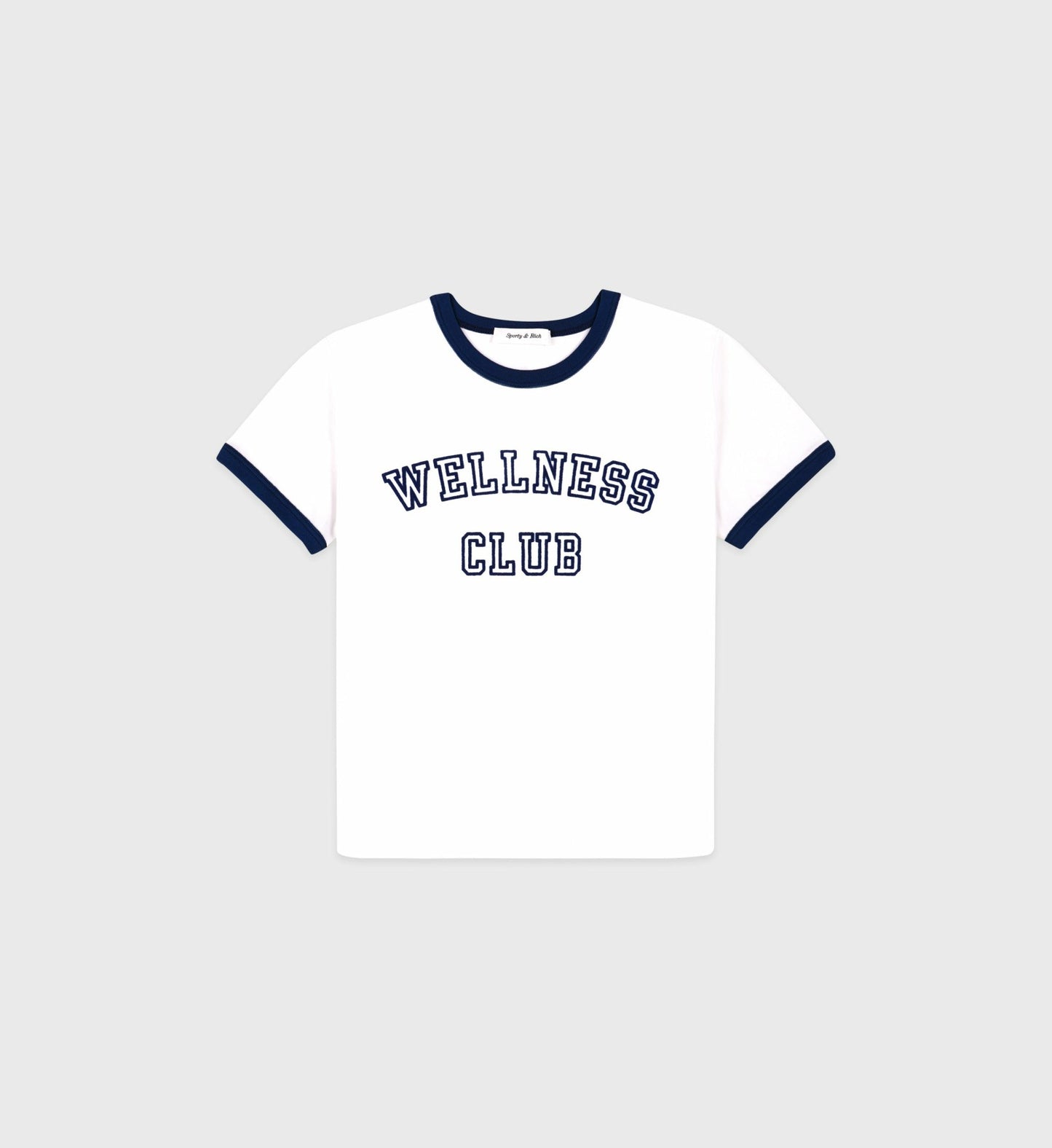 Wellness Club Flocked Kids Ringer Tee - White/Navy