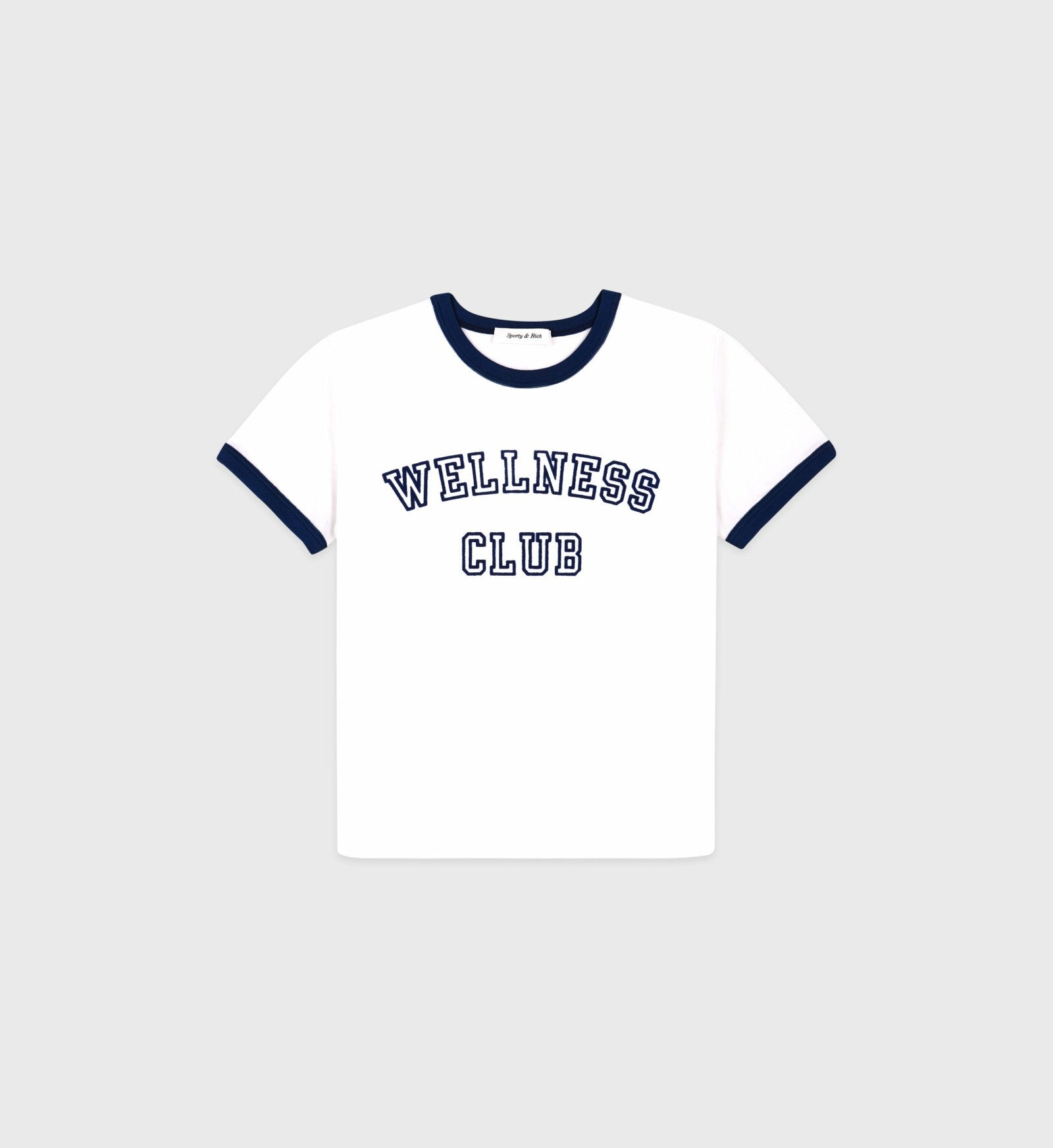 Wellness Club Flocked Kids Ringer Tee - White/Navy