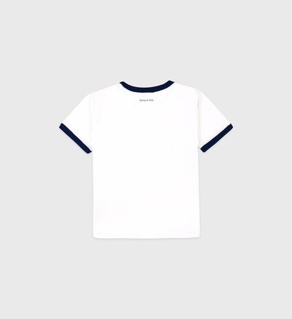 Wellness Club Flocked Kids Ringer Tee - White/Navy