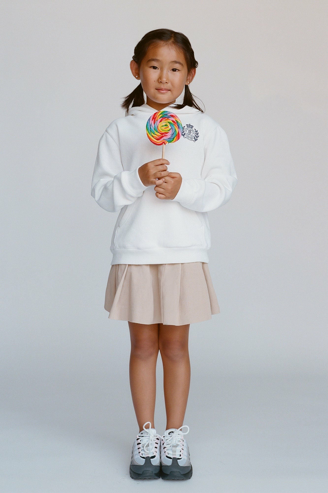 NY Crest Kids Hoodie - White/Light Navy